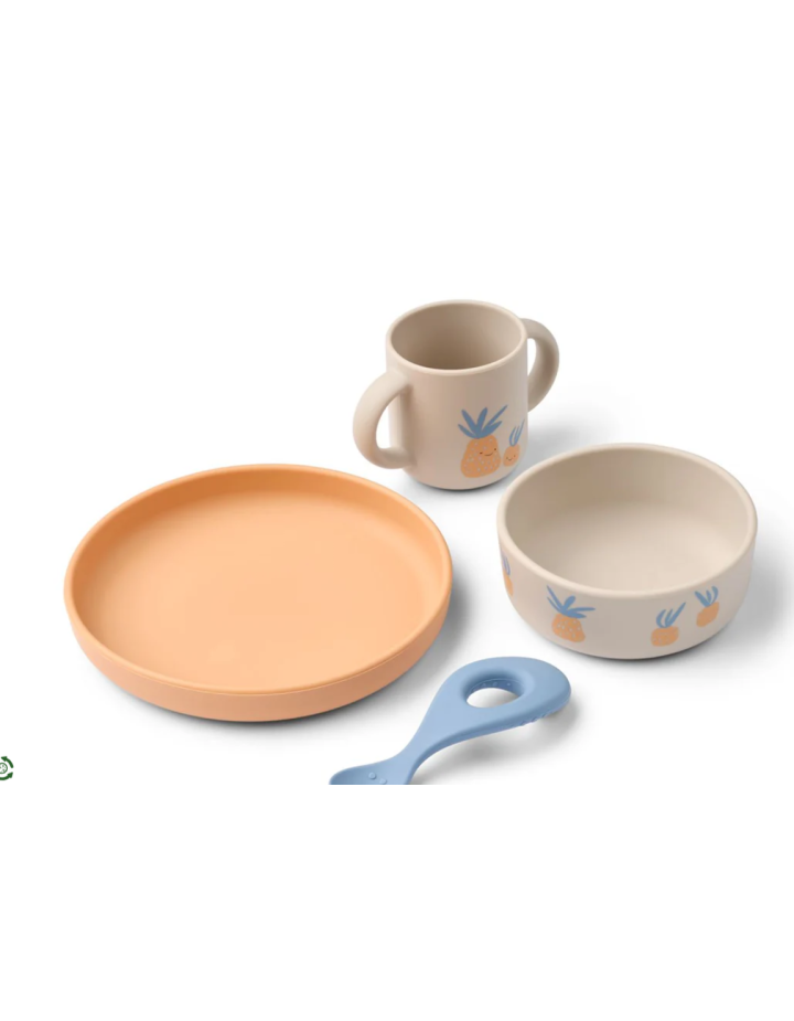 Coffret Repas Silicone Vivi Pineaple Sandy Mix Liewood | Vaisselle Bébé