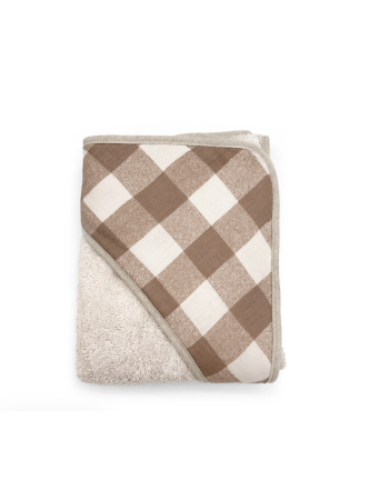 Cape de Bain Caramel vichy Babyshower 75 x 75 cm | Coton Bio GOTS