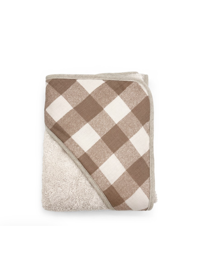 Cape de Bain Caramel vichy Babyshower 75 x 75 cm | Coton Bio GOTS