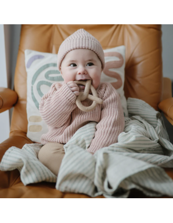 Anneau de dentition Bretzel Natural – Mushie | Bébé 3 mois+