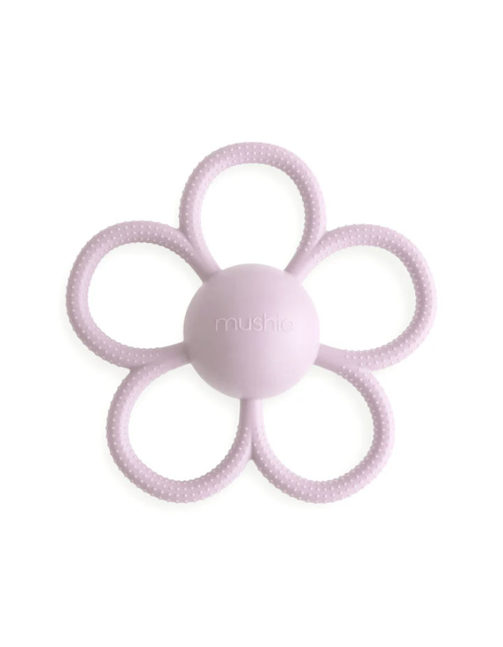 Daisy Rattle Teether Mushie Dusty Rose | Hochet anneau dentition bébé