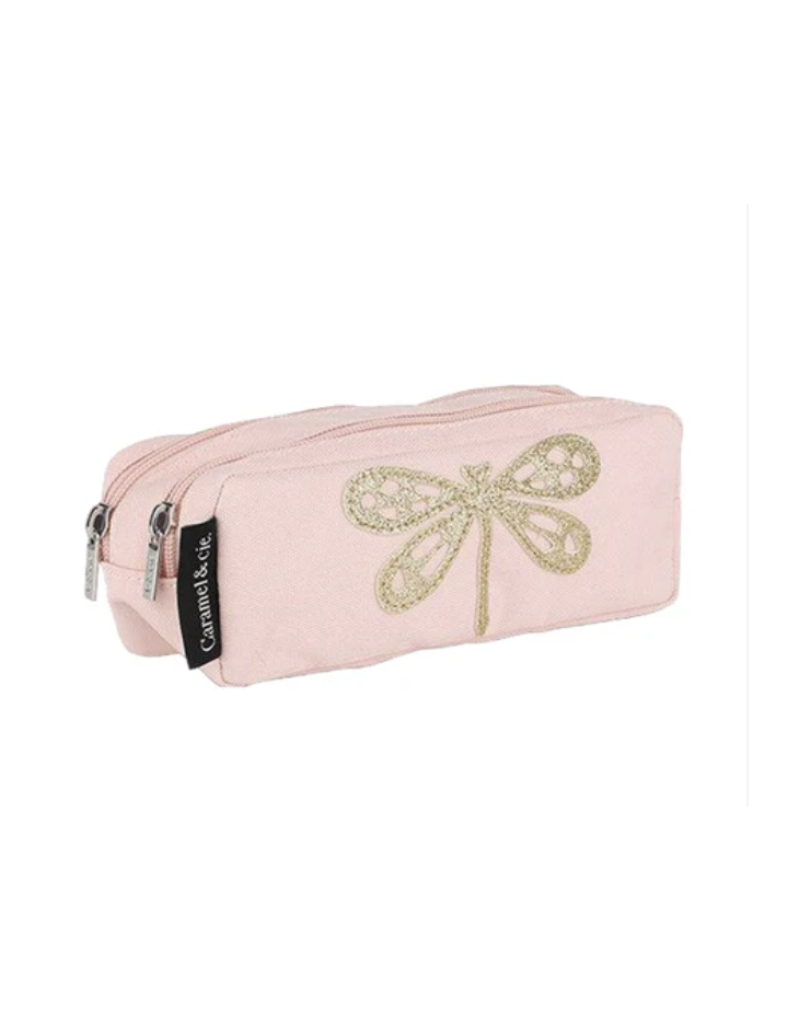Trousse double Libellule Rose – Caramel & Cie | École maternelle & primaire
