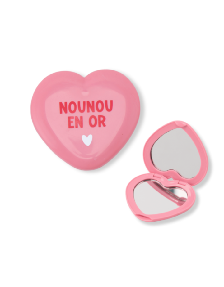 Miroir de Poche Rose Nounou en Or Atelier Wagram | Cadeau Nounou
