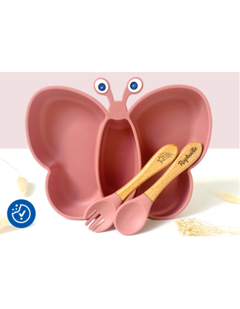 Set repas Papillon Rose enfant Les Petits Citrons personnalisé
