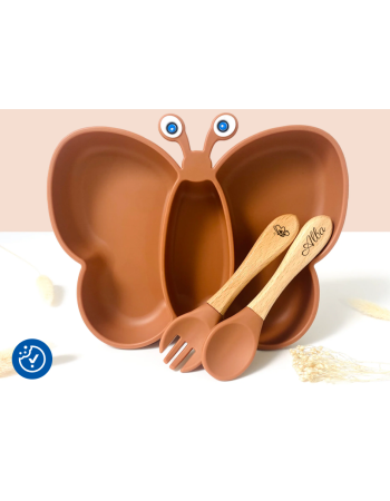 Set repas Papillon Ocre enfant Les Petits Citrons personnalisé