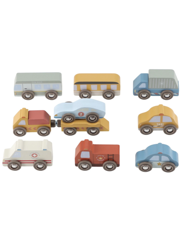 Ensemble de Véhicules en Bois Little Dutch | Jouets de Ville Dès 2 Ans