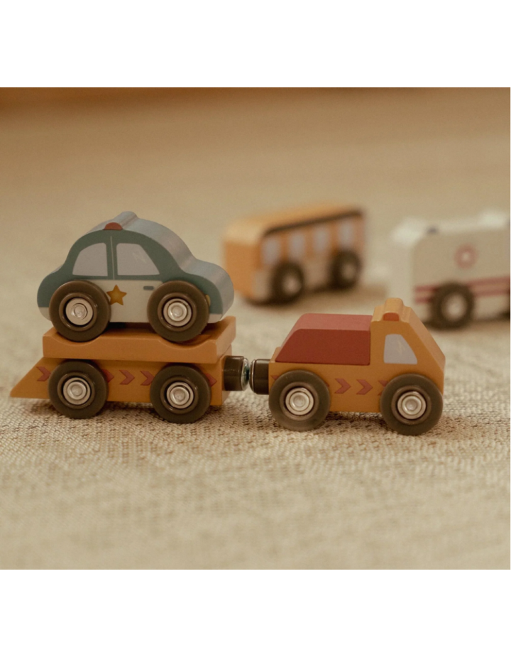 Ensemble de Véhicules en Bois Little Dutch | Jouets de Ville Dès 2 Ans