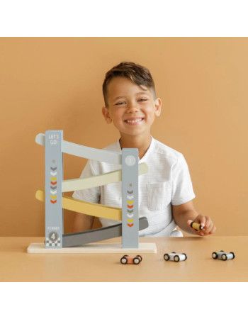 Circuit de Voitures en Bois Little Dutch Bleu | Rampe de Course Enfant