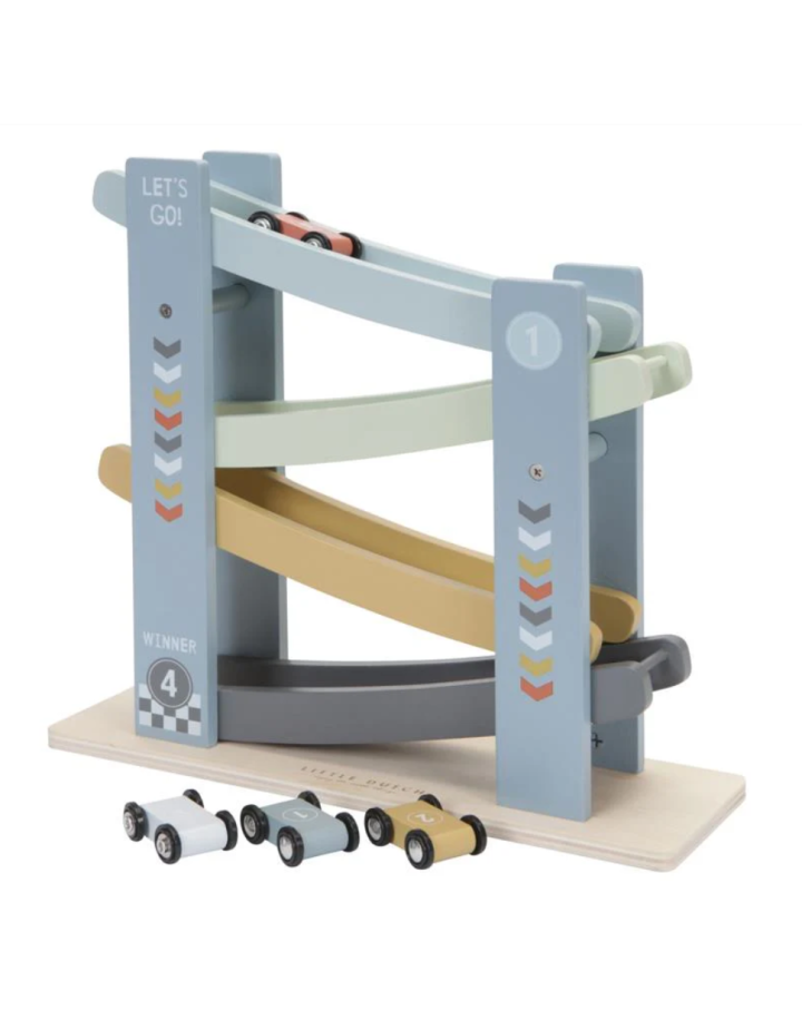 Circuit de Voitures en Bois Little Dutch Bleu | Rampe de Course Enfant