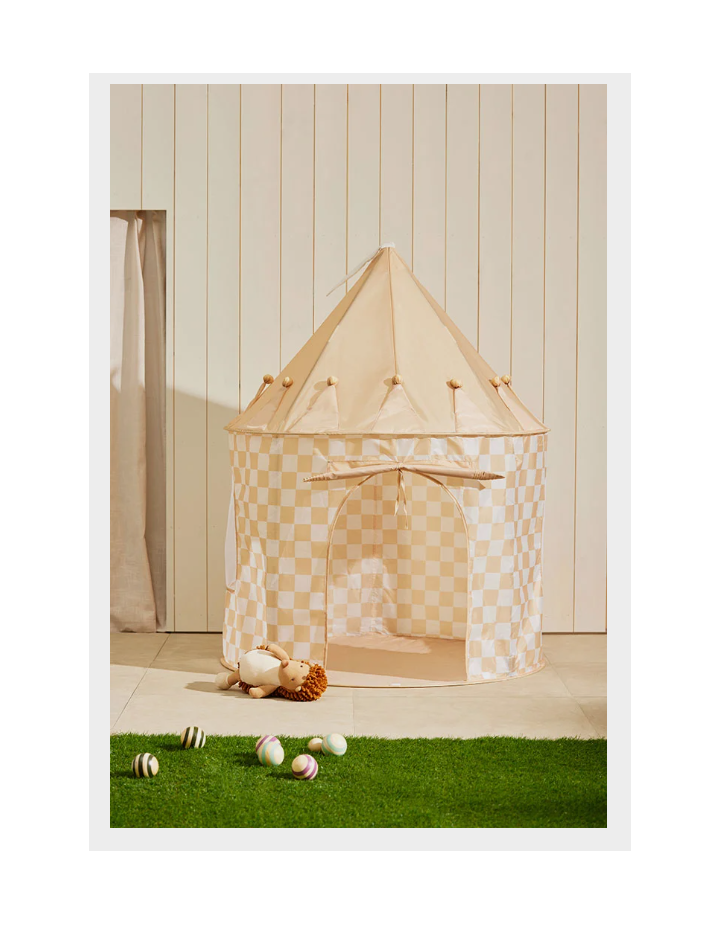 Tente de jeu jaune à carreaux Kids Concept