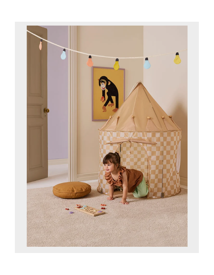 Tente de jeu jaune à carreaux Kids Concept