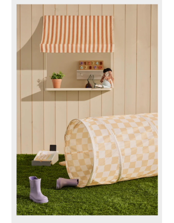 Tunnel de jeu jaune à carreaux Kids Concept