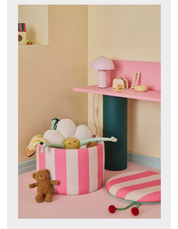 Pouf cylindrique avec rangement rose Kids Concept