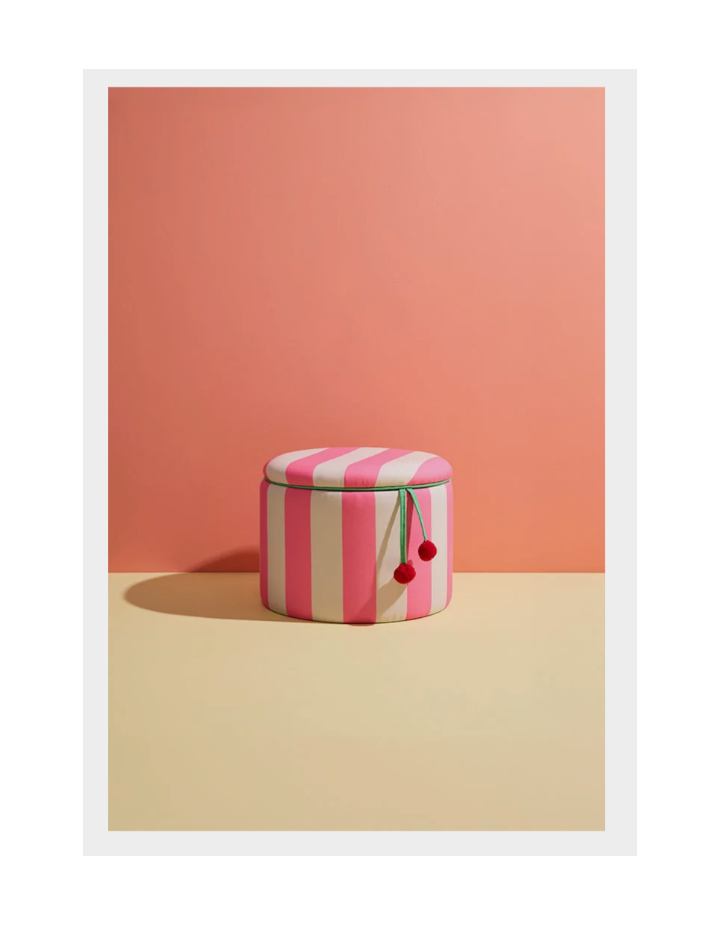 Pouf cylindrique avec rangement rose Kids Concept