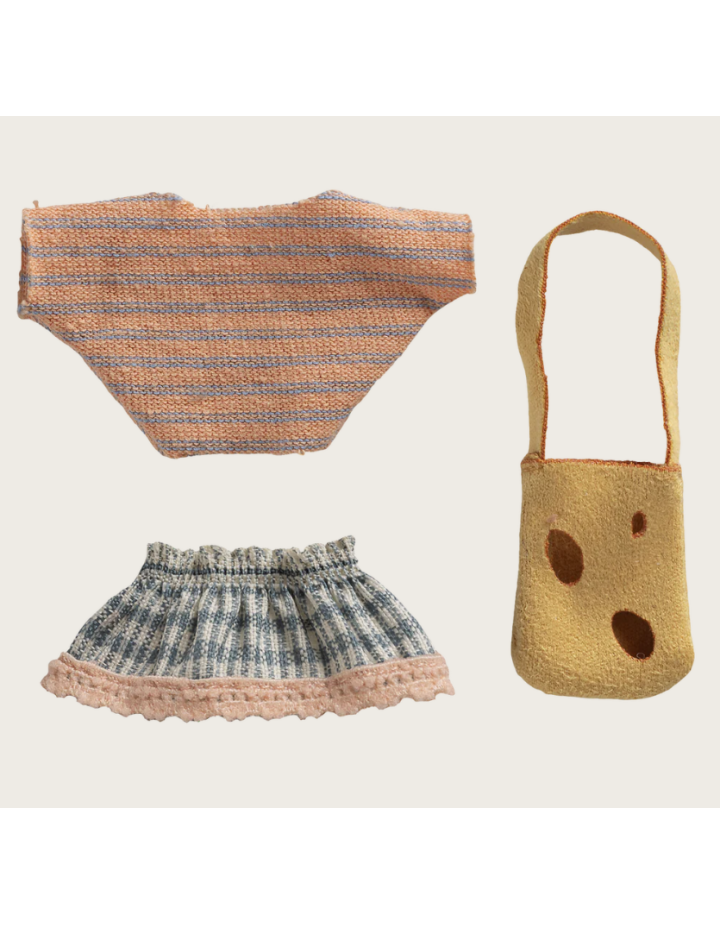 Maileg vêtements et sac Petite Sœur Souris – tenue miniature