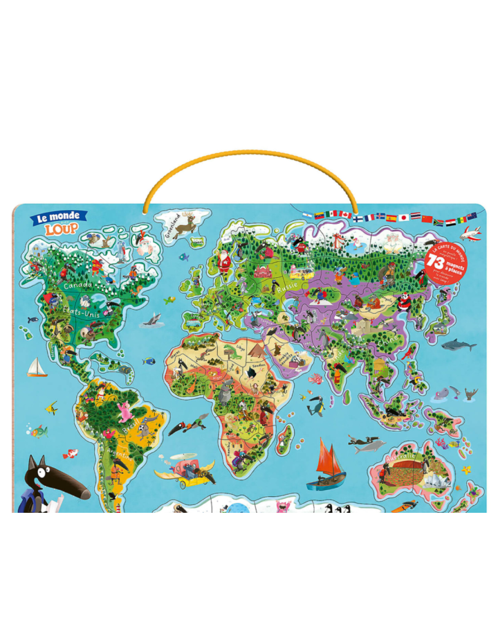 Carte du Monde Magnétique Puzzle Loup Auzou