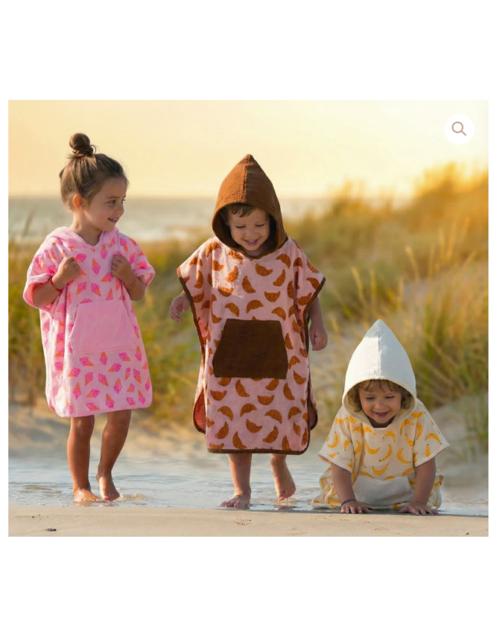 Poncho de bain à capuche Bananes 3-5 ans BB&Co – Bambou & gaze de coton