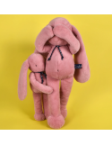 Lapin Méloé Peluche Rose Maïlou Tradition | Fabriquée en France