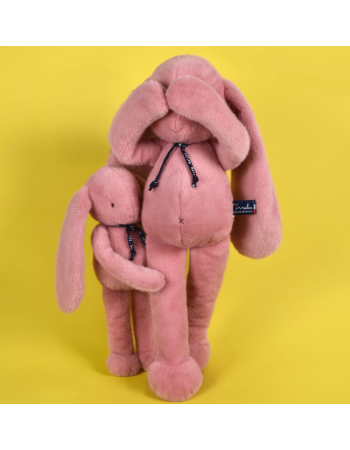 Lapin Méloé Peluche Rose Maïlou Tradition | Fabriquée en France
