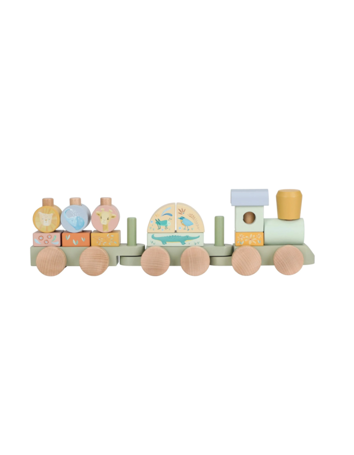 Train de Blocs en Bois Vert Little Dutch | Safari Friends
