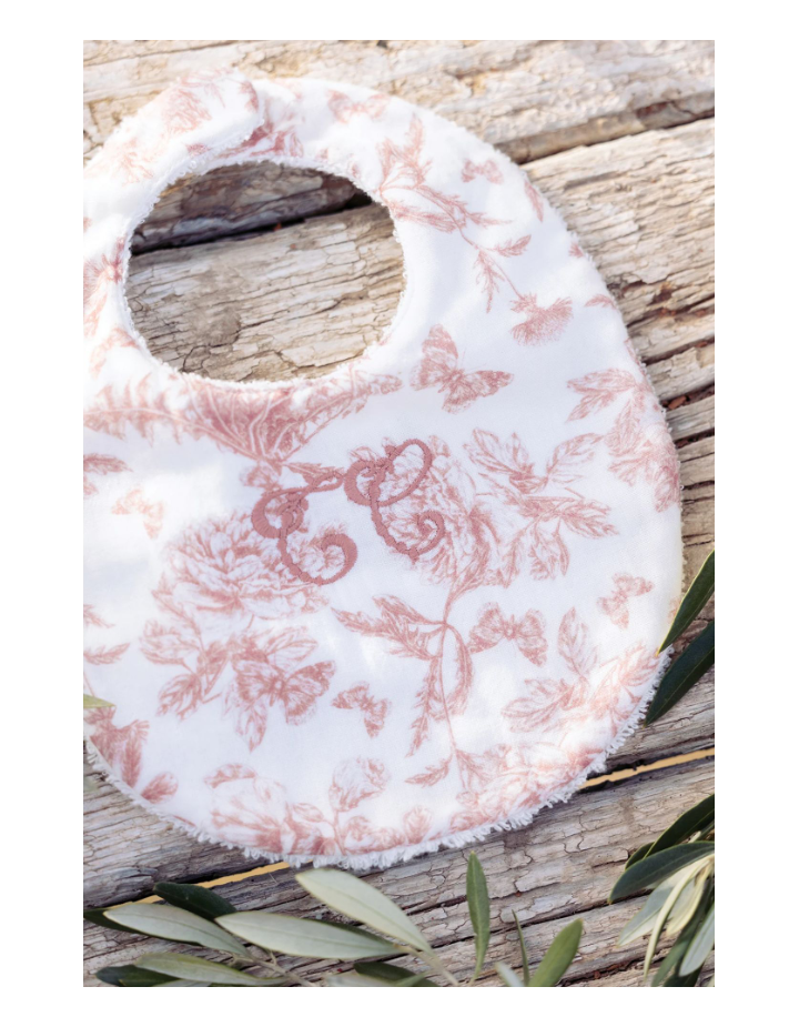 Bavoir Toile de Jouy Rose Tartine et Chocolat | T1
