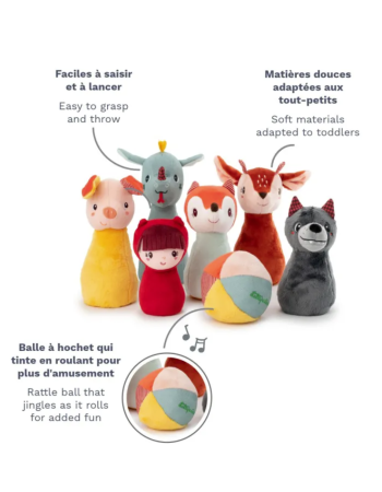 Jeu de quilles bébé en tissu Lilliputiens – Dès 18 mois