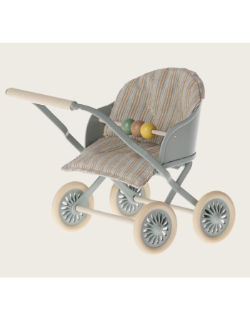 Poussette Maileg pour bébé souris – Bleu