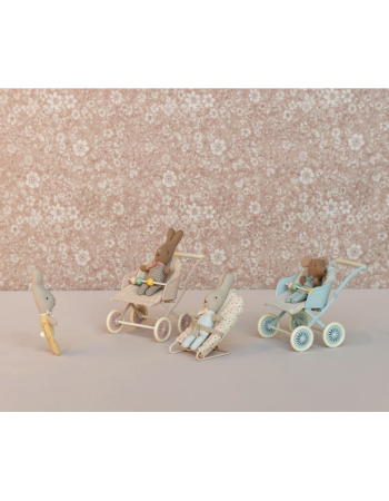 Poussette Maileg pour bébé souris – Bleu