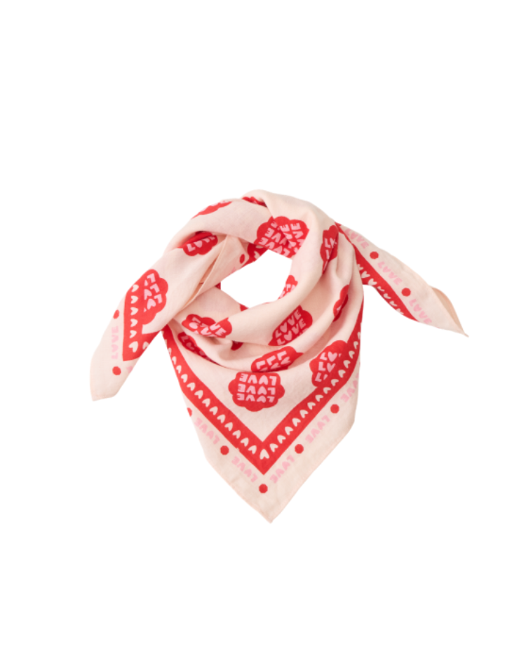 Foulard Lollilove beige rouge maman enfant | Atelier Wagram