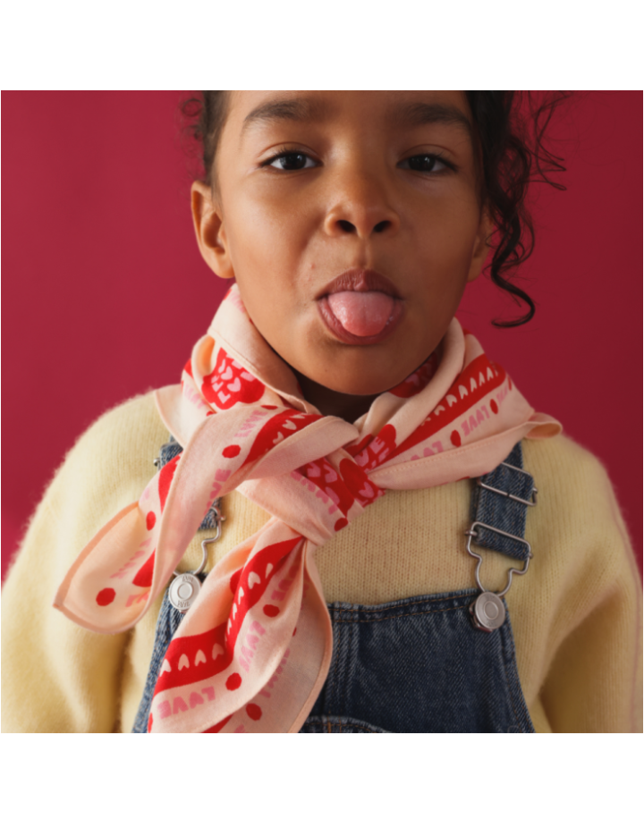 Foulard Lollilove beige rouge maman enfant | Atelier Wagram