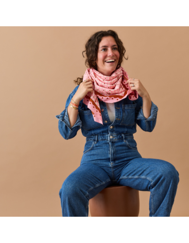Foulard Amour Fou marron rose maman enfant | Atelier Wagram