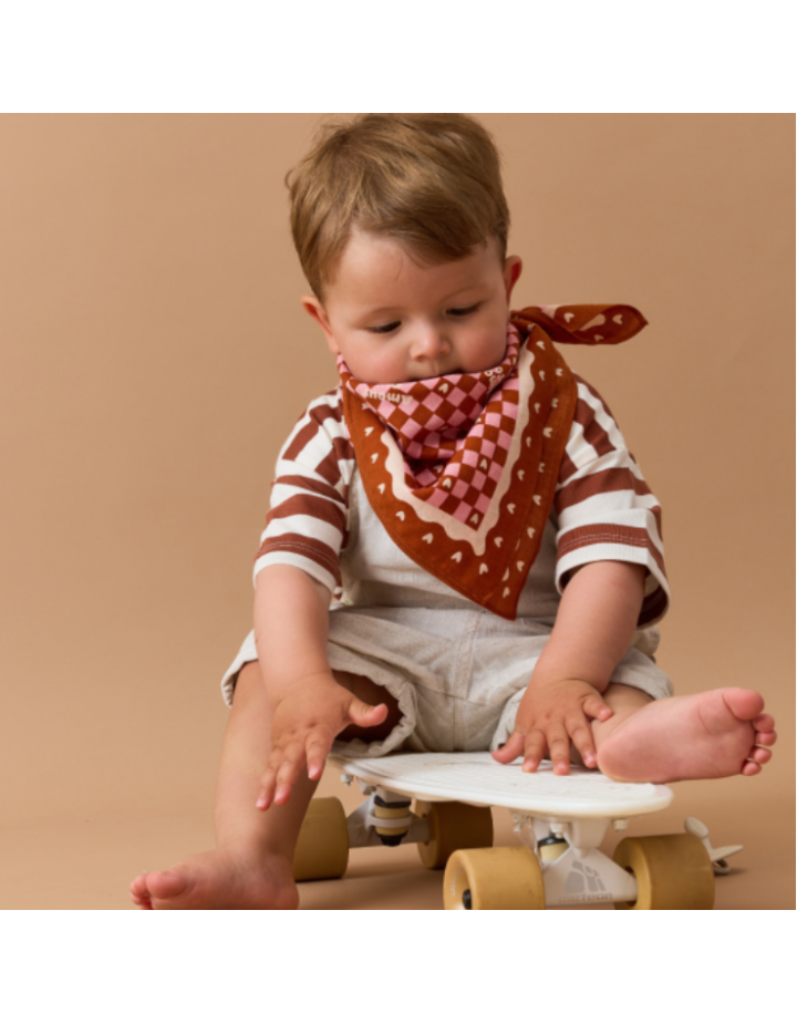 Foulard Amour Fou marron rose maman enfant | Atelier Wagram