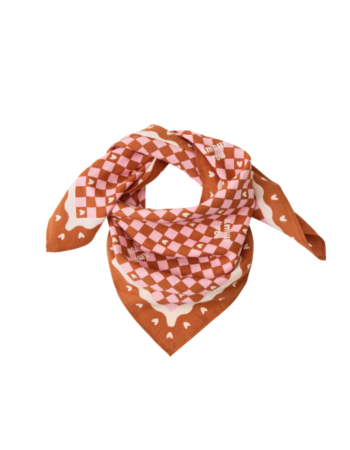 Foulard Amour Fou marron rose maman enfant | Atelier Wagram
