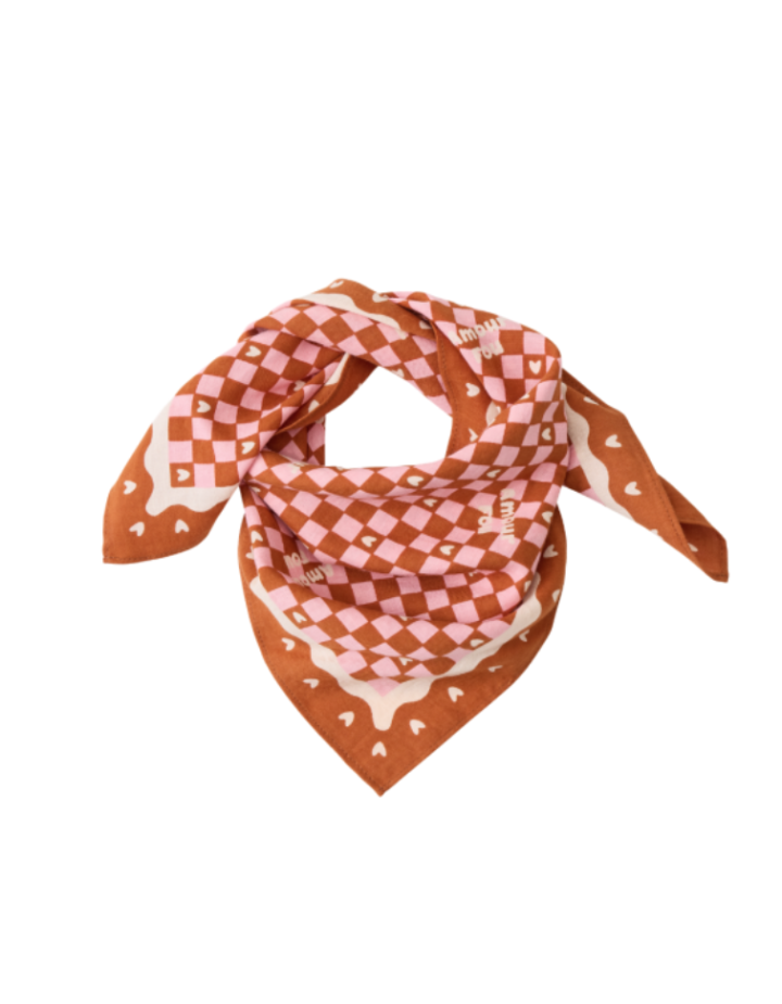 Foulard Amour Fou marron rose maman enfant | Atelier Wagram