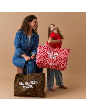 Cabas XL All You Need Is Love Léopard | Atelier Wagram