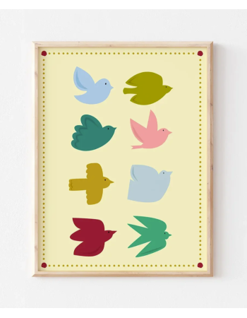 Affiche Twins Birds – Oiseaux colorés | Ma Petite Vie