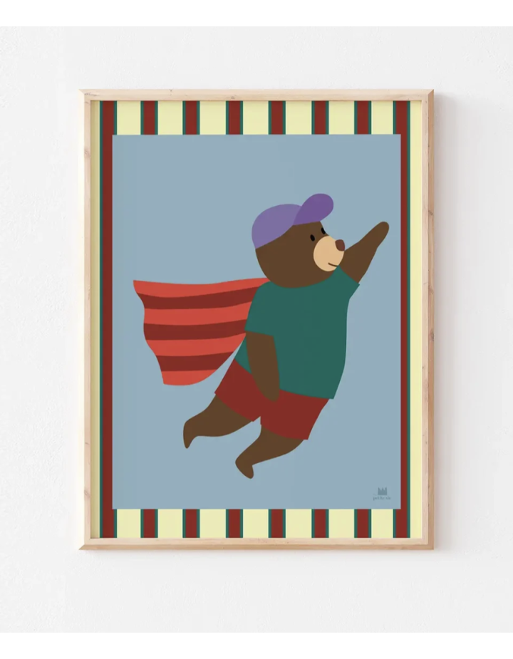 Affiche Ours Super-Héros – Décoration chambre enfant