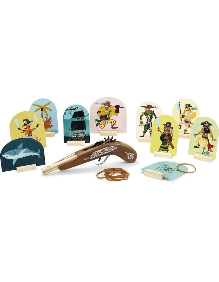 Pistolet à élastique + 10 cibles Pirates - VILAC
