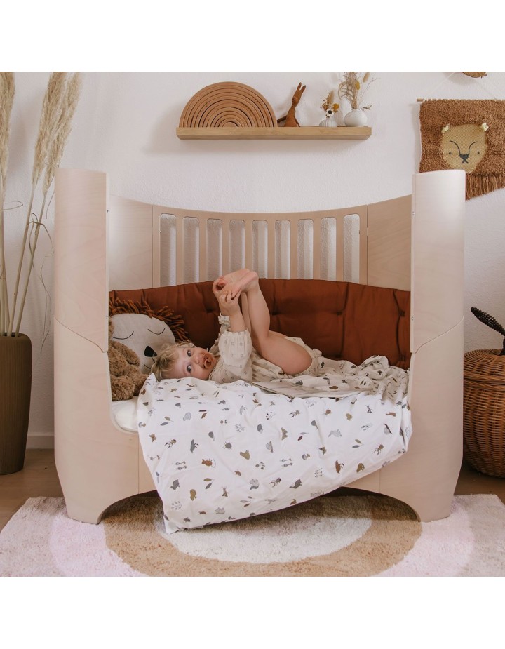 Lit ovale évolutif avec matelas confort beige - LEANDER