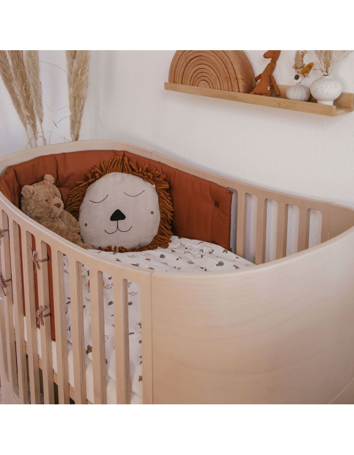 Lit ovale évolutif avec matelas confort beige - LEANDER