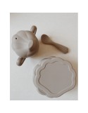 Set de vaisselle d'apprentissage en silicone Clam warm grey - KONGES SLOJD