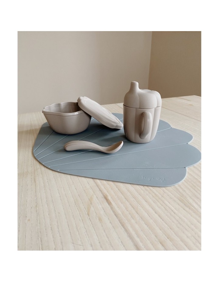 Set de vaisselle d'apprentissage en silicone Clam warm grey - KONGES SLOJD
